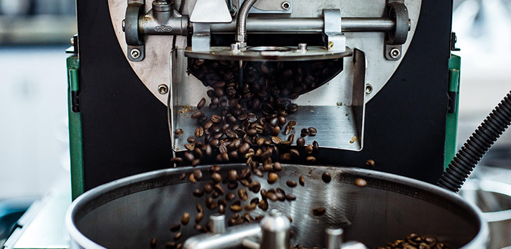 Coffee in a roaster