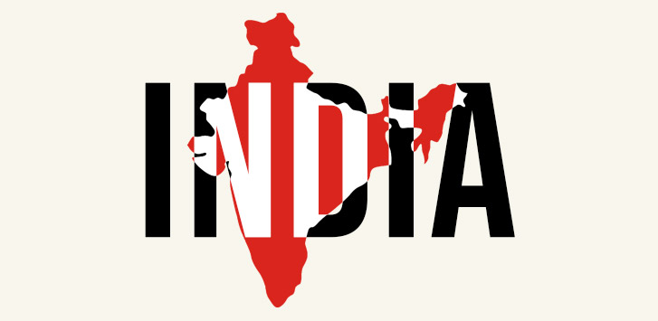 The word "India" overlayed on an image of the country