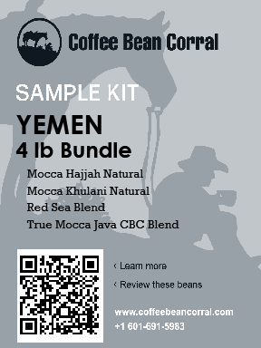 <p>A Bundle of unroasted Yemen coffee beans. 