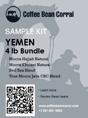 <p>A Bundle of unroasted Yemen coffee beans. 